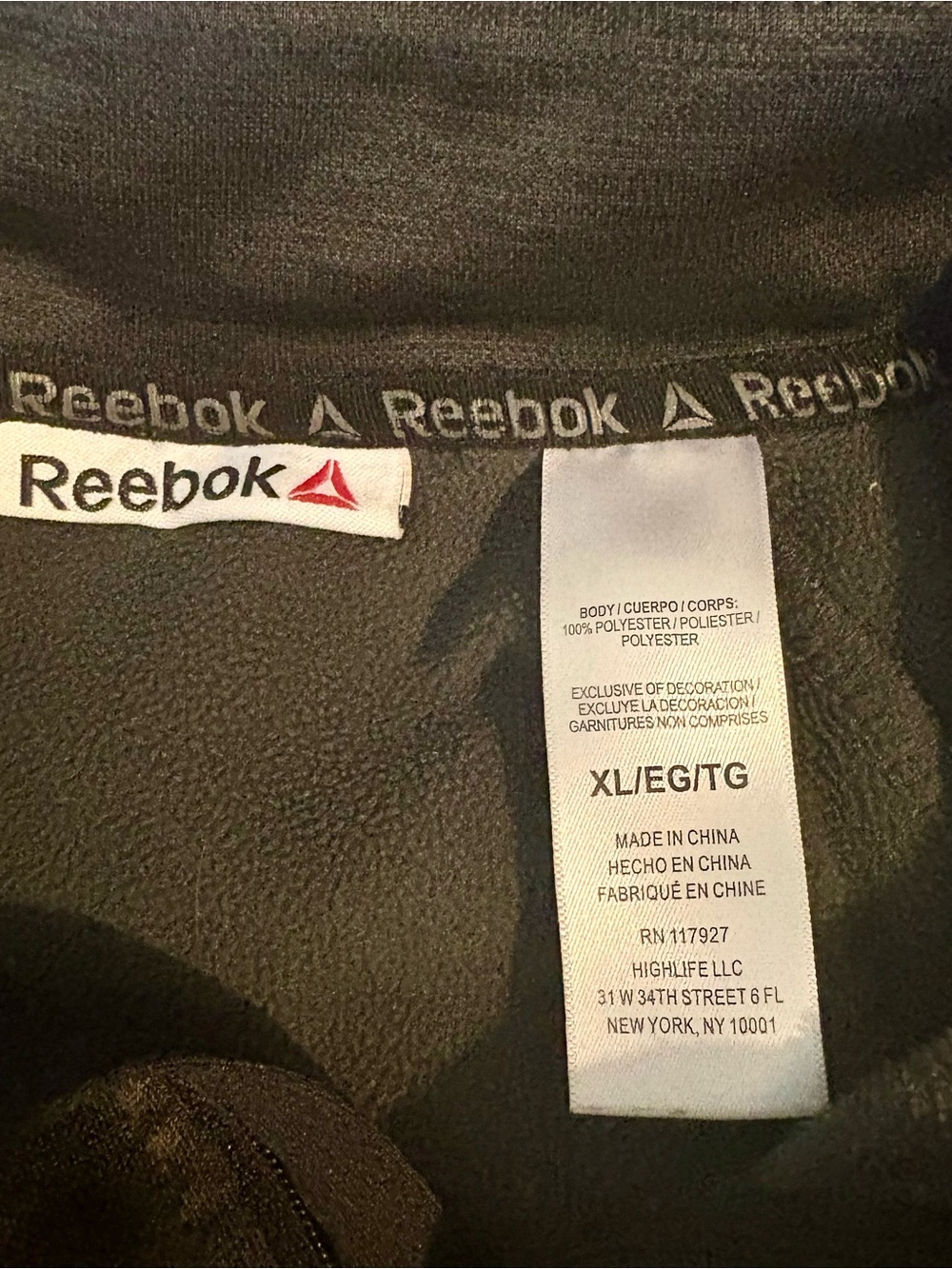 Reebok Black Men's Pullover with Logo Trim
